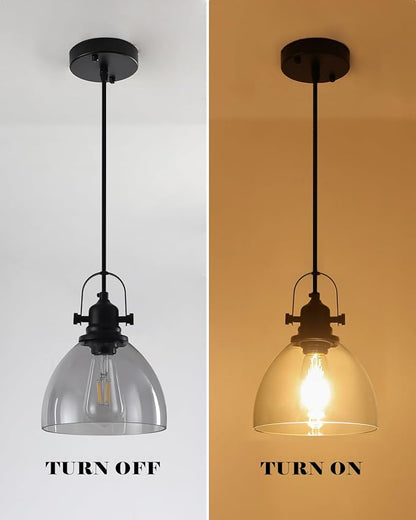 Smoke Gray Glass Pendant Lights Kitchen Island, 7.5 inch Island Pendant Lights for Kitchen, Modern Clear Kitchen Pendant Light 2-Pack, Farmhouse Pendant Lights for Kitchen, Bedroom, Bathroom