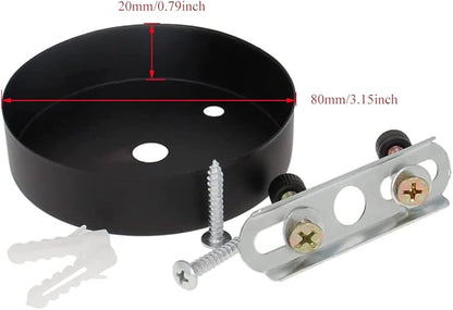 Bettomshin 3Pcs Pendant Light Kits, 8x2cm/3.15x0.79"(D*H) Black Round Retro Canopy Kit Light Plate, Iron Ceiling Light Plate Cover Mounting Hardware for Hanging Chandelier Lighting Fixtures