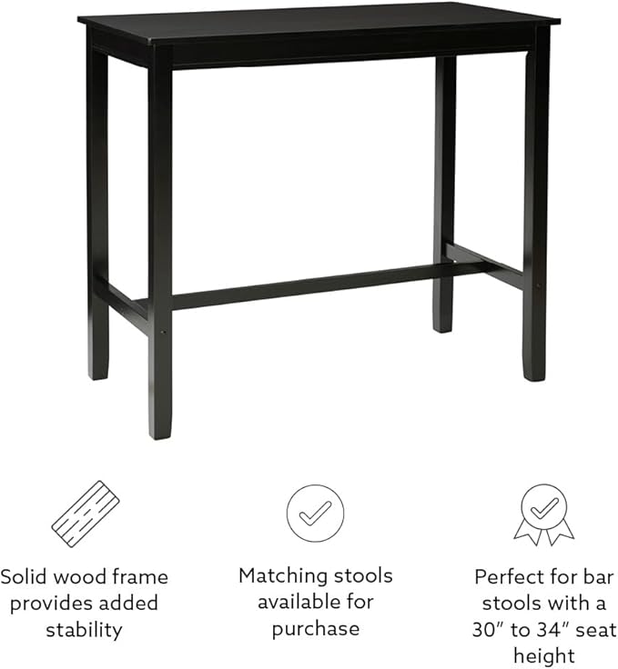 Linon 42 inch Bar Height Pub Claridge Table, Black