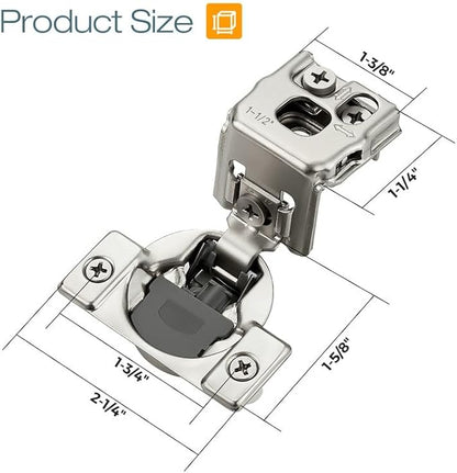 HOME EDIT 60 Pack 30 Pairs 1-1/2 inch Overlay Soft Close Cabinet Hinges for Kitchen, Stainless Steel Three-Way Adjustable, Concealed Self-Closing Door Hinges