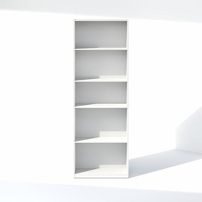 Furinno GEHRY DVD Shelf, 5-Tier CD Rack, Media Shelf with Adjustable Shelves, DVD Storage Cabinets for CD Blueray Game Disc, Easy Assembly, for Living Room, Home Office, White