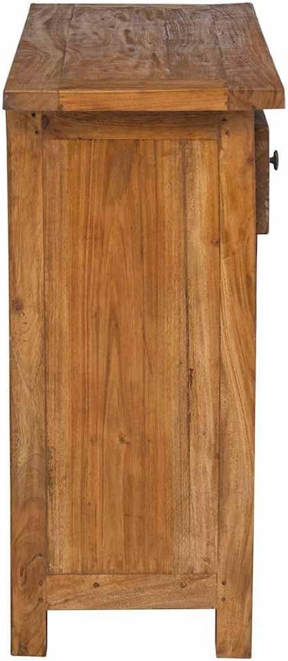 Brown Solid Mahogany Wood Sideboard, Distressed Finish, 29.5" Living Room Buffet Cabinet with Storage, Elegant Brass Handles, Indoor Furniture Kitchen Furnitur