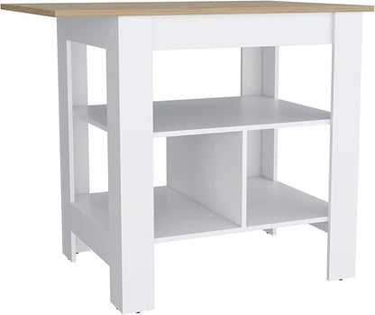 Kitchen Island Kitchen Table 35" H with 3 Open Shelves Large Robust Top Surface Sleek Sophisticated Design for Extra Counter Space Practical