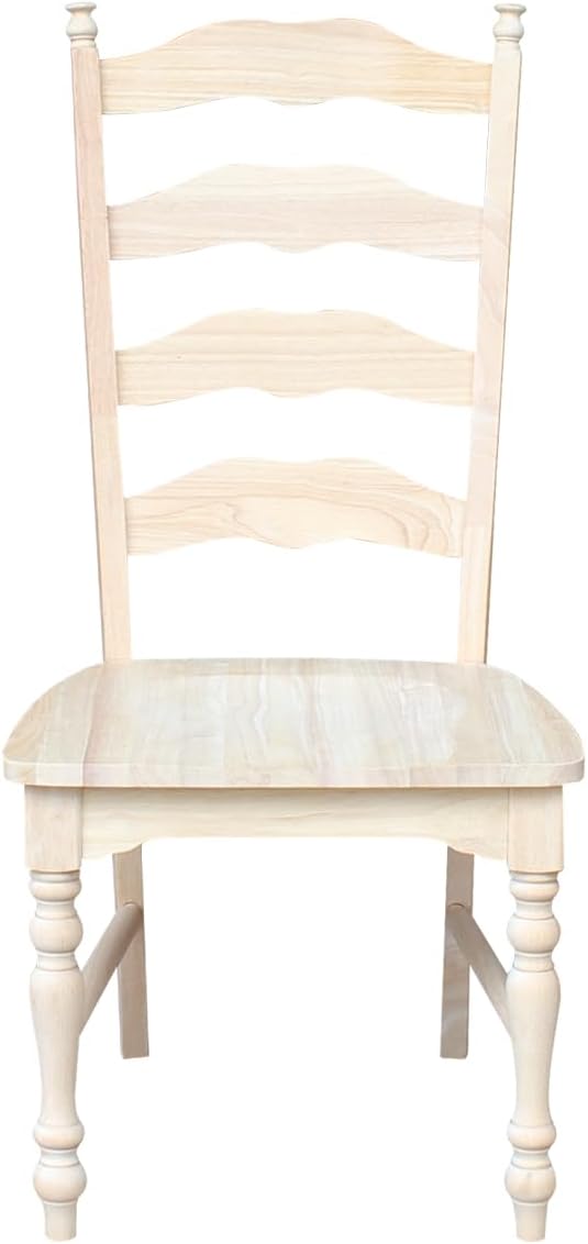 International Concepts Maine Ladderback Chairs, Solid Parawood, Unfinished (Set of 2)