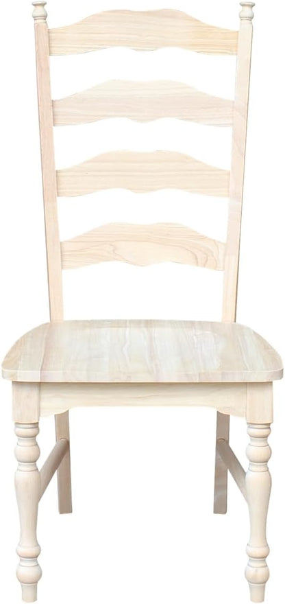 International Concepts Maine Ladderback Chairs, Solid Parawood, Unfinished (Set of 2)