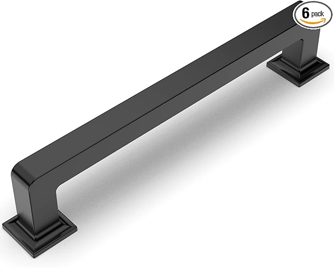 Amerdeco 6 Pack Matte Black Cabinet Pulls 5 Inch(128MM) Hole Centers Kitchen Cabinet Handles Cabinet Hardware Kitchen Handles for Cabinets Cupboard Handles Drawer Pulls ZH0019