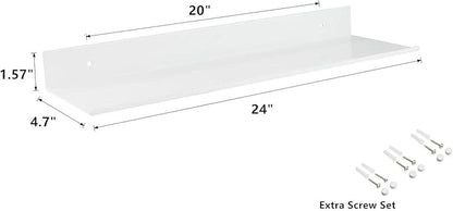 Z metnal White Floating Shelves, Wall Shelf, Metal Square Shelf for Display Collection, Aluminum, Wall Mounted, White, 24 inch, Set of 2