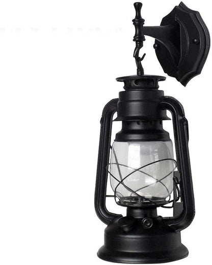 Futchoy FIKNEE Rustic Wall Lantern Light - Retro Antique Vintage Lamp - Porch & Outdoor Wall Sconce - Black