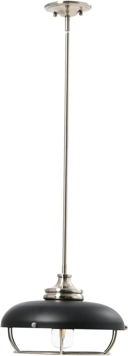 Presley - Caged Dome Metal Ceiling Light, Brushed Nickel and Matte Black