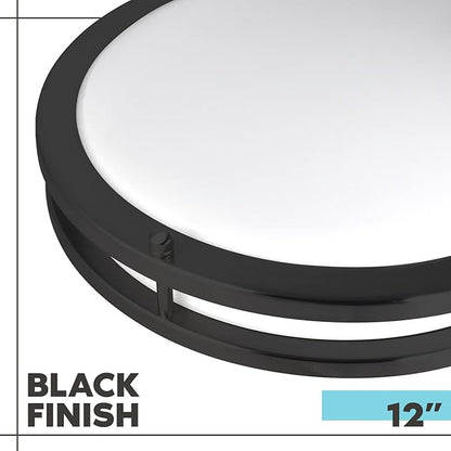 LUXRITE 12 Inch LED Flush Mount Ceiling Light, 5 Color Selectable 2700K | 3000K | 3500K | 4000K | 5000K, Dimmable, Modern Ceiling Light Fixture, 14W, 1120 Lumens, Energy Star, ETL Listed, Matte Black