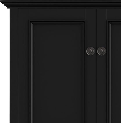 SIMPLIHOME Amherst Storage Cabinet - 66 inch Wide Solid Wood 4-Shelf Sideboard Cabinet in Black, Transitional Buffet for Living Room or Dining Room with 4 Doors and Adjustable Shelves