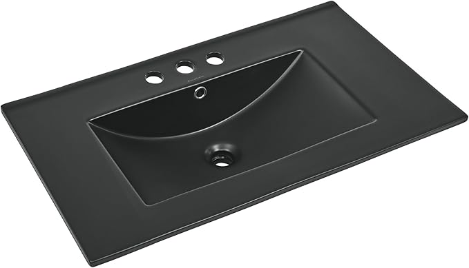 30" 3-Hole Centerset Vanity Sink Top in Matte Black
