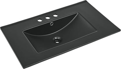 30" 3-Hole Centerset Vanity Sink Top in Matte Black