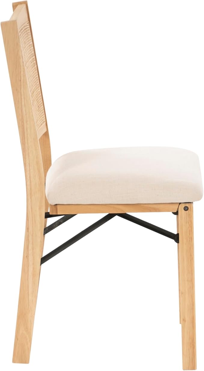 Powell Kasi Beige Rattan Cane Folding Foldable Dining Side Chair, Natural