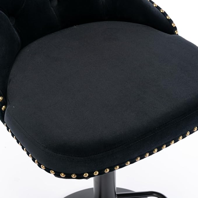 17.7 inch Base, Modern Upholstered Bar Stools with Backs Comfortable Tufted for Home Pub and Kitchen Island,Gray,Set of 2 (Black + Velvet + Foam-4)