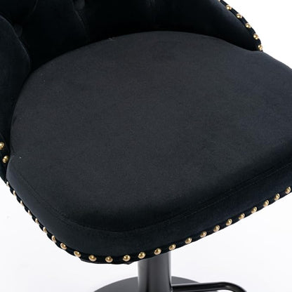 17.7 inch Base, Modern Upholstered Bar Stools with Backs Comfortable Tufted for Home Pub and Kitchen Island,Gray,Set of 2 (Black + Velvet + Foam-4)
