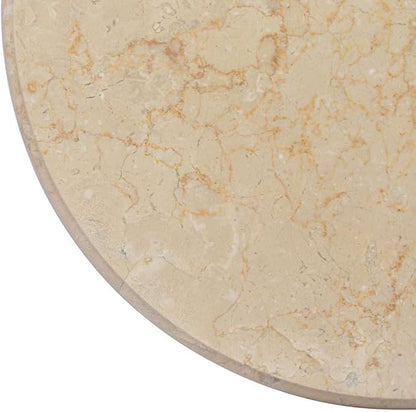 Cream Marble Table Top 19.7" Round Polished Natural Stone Surface, Easy Clean Heat Resistant Coffee or Dining Slab for Kitchen, Living Room and Patio