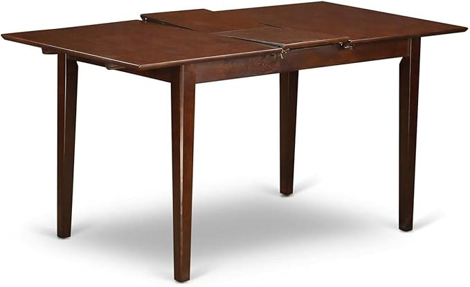 HomeStock 7 Piece Dining Table Set Consist of a Rectangle Dining Room Table with Extension Leaf and 6 Linen Upholstered Seat Chairs, 32x60 Inch, Mahogany