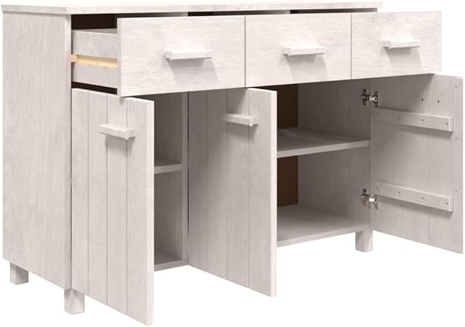 White Solid Pinewood Sideboard, 44.5" Modern Matte Finish Buffet Cabinet for Living Room, Dining Room Storage Furniture Kitchen Furniture