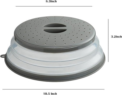 Microwave Splatter Cover Vented for Food, Splatter Guard & Colander Kitchen Gadget for Fruit Vegetables Microwave Plate Cover with Hook Hole,Dishwasher-Safe,BPA-Free Silicone & Plastic (2 Pack)