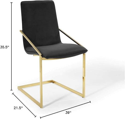 Modway Pitch Performance Velvet Armchair, 2 pcs - Dining Chairs, Gold Black