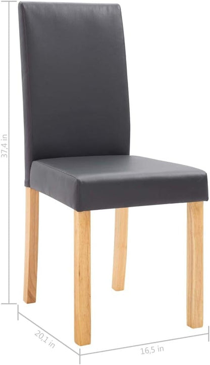 Modern Gray Faux Leather Dining Chairs Set of 4 with Wooden Legs, Comfortable Kitchen & Dining Room Chairs for Farmhouse Modern Home Furniture