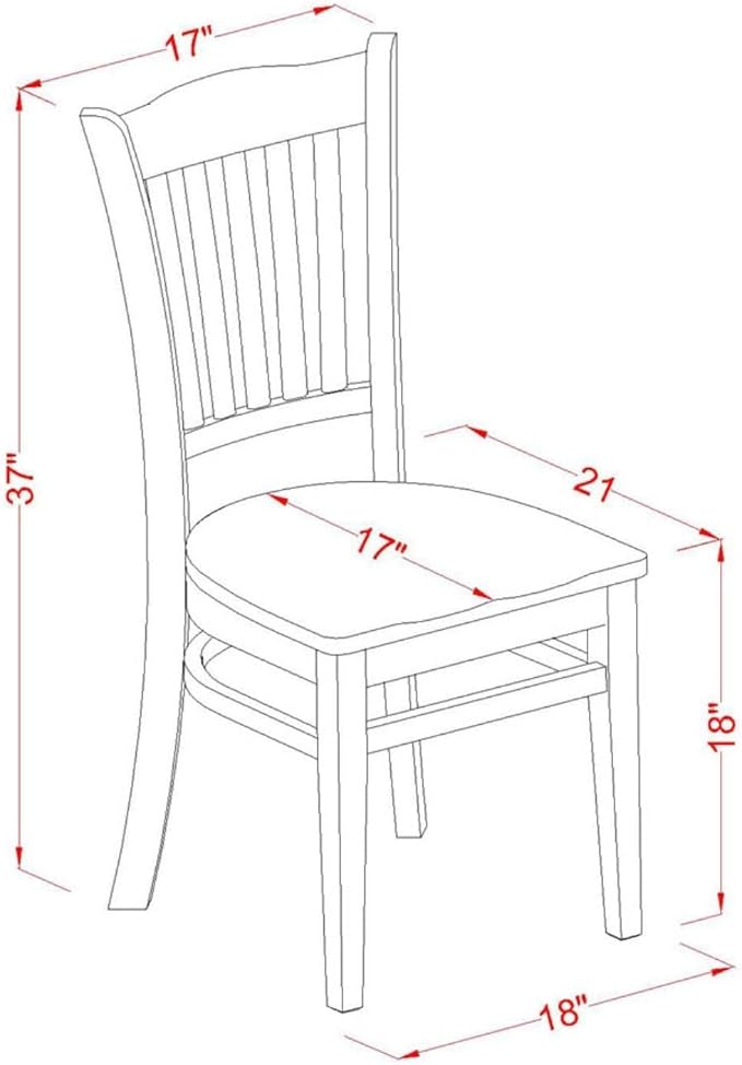 East West Furniture GRC-WHI-W Groton Dining Chairs - Slat Back Wooden Seat Chairs, Set of 2, Linen White