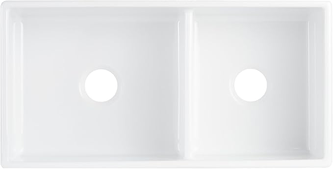 Signature Hardware 953910-36D Rowena 36" Farmhouse 60/40 Double Basin Fireclay Kitchen Sink - White