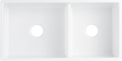 Signature Hardware 953910-36D Rowena 36" Farmhouse 60/40 Double Basin Fireclay Kitchen Sink - White
