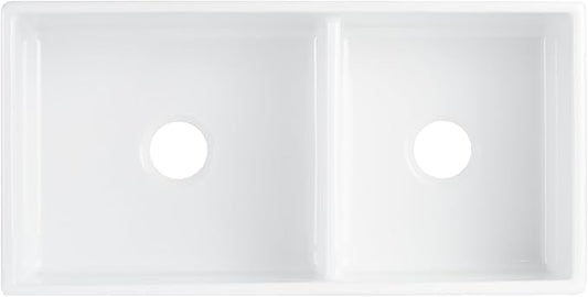 Signature Hardware 953910-36D Rowena 36" Farmhouse 60/40 Double Basin Fireclay Kitchen Sink - White