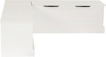 Linon Tobin White Dining Nook with Hidden Storage Includes Beige Cushion Set and Pillows