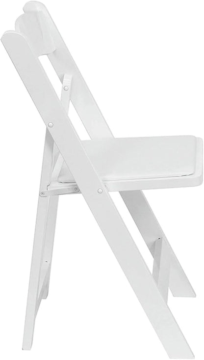 Flash Furniture Hercules Series Beechwood Folding Event Chairs with Padded Seats, Modern Wooden Folding Banquet Chairs, Set of 4, White