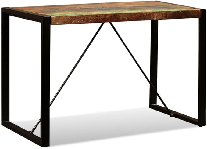 Reclaimed Wood Dining Table Industrial Style 47.2 Inch Long Narrow Rectangular Farmhouse Table for Kitchen Dining Room Small Spaces