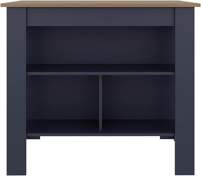 Cala Kitchen Island with Three Open Shelves, One Top Shelf & Four Legs, Modern Kitchen Decor & Organizer