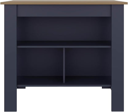 Cala Kitchen Island with Three Open Shelves, One Top Shelf & Four Legs, Modern Kitchen Decor & Organizer
