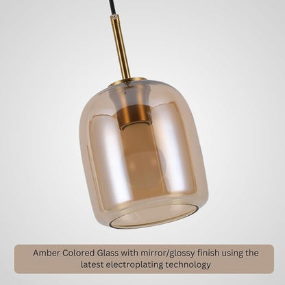 Amber Pendant Lights Kitchen Island - Small Size Hanging Light Fixture - Includes E26 Bulb