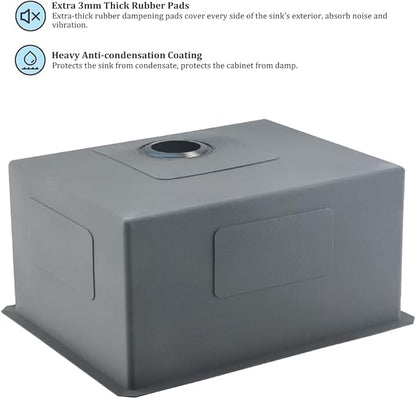 Stainless Steel Laundry Sink Undermount-VASOYO 23x18x13 Undermount Utility Sink Stainless Steel 16 Gauge Single Bowl Deep Laundry Room Sinks Under Mount Sinks