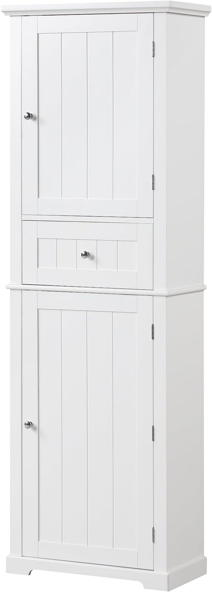 Favfurish 68" Tall Bathroom Storage Cabinet with Doors and Drawer, Modern Linen Cabinets w/Adjustable Shelf & Anti-Toppling Device, Freestanding Cabinet for Bathrooms,Living Room, Entryway,White