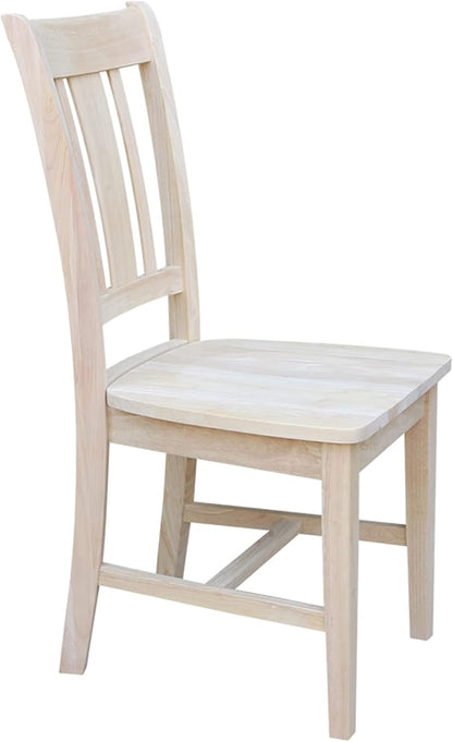 International Concepts San Remo Slat Back Chairs, Solid Parawood, Unfinished (Set of 2)