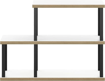 Furinno Turn-N-Tube No Tools Decorative Display Shelf, 3-Tier Ladder, Solid White/Black