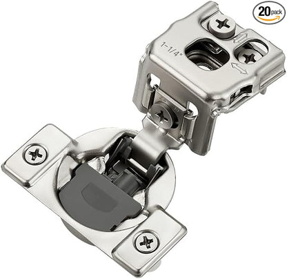 HOME EDIT 20 Pack 10 Pairs 1-1/4 inch Overlay Soft Close Cabinet Hinges for Kitchen, Stainless Steel Three-Way Adjustable, Concealed Self-Closing Door Hinges