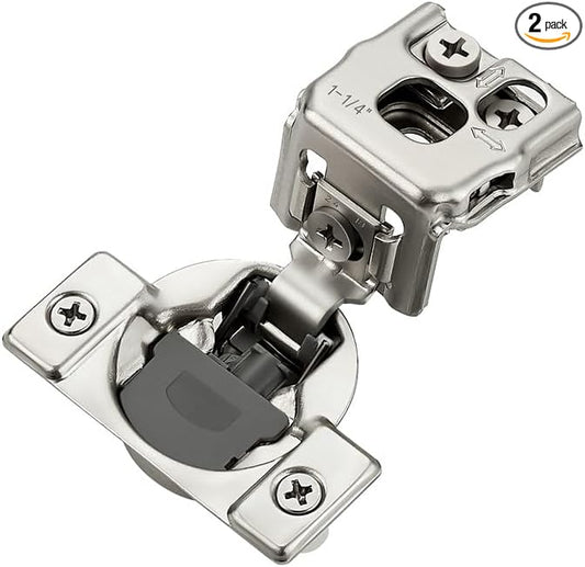 HOME EDIT 2 Pack 1 Pair 1-1/4 inch Overlay Soft Close Cabinet Hinges for Kitchen, Stainless Steel Three-Way Adjustable, Concealed Self-Closing Door Hinges