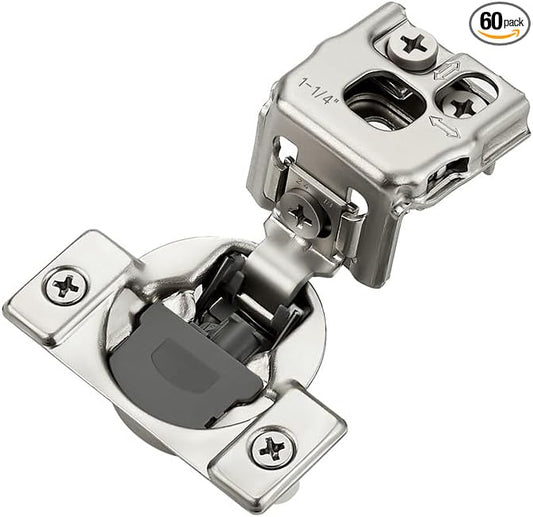 HOME EDIT 60 Pack 30 Pairs 1-1/4 inch Overlay Soft Close Cabinet Hinges for Kitchen, Stainless Steel Three-Way Adjustable, Concealed Self-Closing Door Hinges