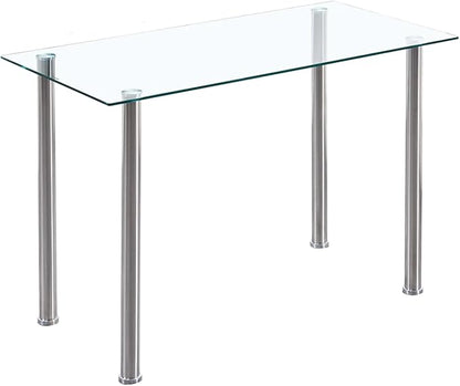 Glass Dining Table for 4-6, Modern Dining Room Table with 51.2" Clear Tempered Glass top and Chrome Silver Legs for Kitchen, Small Space