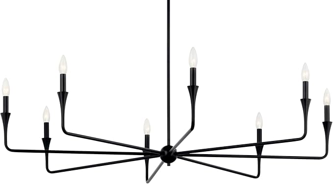 Kichler Alvaro 8-Light Chandelier, Soft Modern Light in Black, for Great Room or Large Living or Dining Room (23.25" x 50"), 52691BK