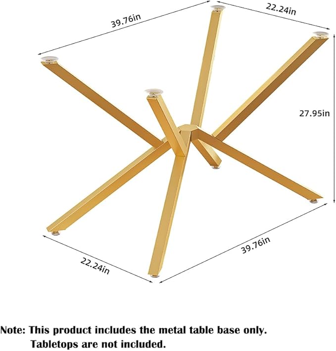 30 Inch Metal Table Base for Dining Room, Heavy Duty Table Legs for Glass, Marble, and Wood Tops, Furniture Legs for Home,Kitchen,Office (Gold)