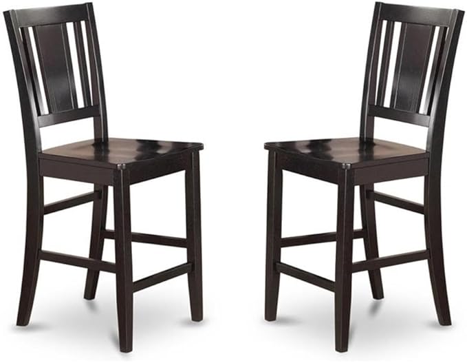 East West Furniture Buckland Wood Counter Height Stools in Black (Set of 2)