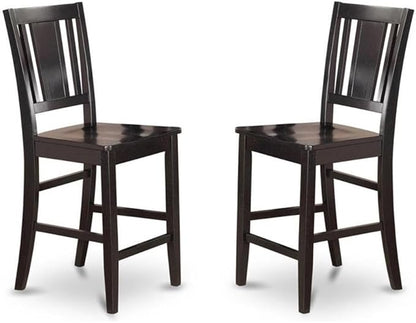 East West Furniture Buckland Wood Counter Height Stools in Black (Set of 2)