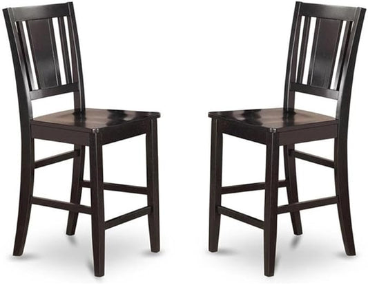 East West Furniture Buckland Wood Counter Height Stools in Black (Set of 2)