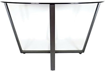 Mango Steam Round Metro Glass Coffee Table for Living Room & Dining Room - Clear Top/Black Base